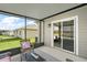 Relaxing screened porch with seating and a view of the backyard at 5120 Tanzanite Dr, Mount Dora, FL 32757