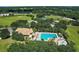 Community pool, clubhouse, and tennis courts aerial view at 5120 Tanzanite Dr, Mount Dora, FL 32757