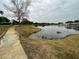Peaceful lake view with a wooden footbridge at 25304 Forest Oak Ct, Leesburg, FL 34748