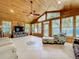 Relaxing sunroom with wood ceiling, tile floors, and water views at 1559 Lakeshore Dr, Eustis, FL 32726