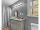 Bathroom features a vessel sink, granite countertop, and gray walls at 7373 Circle Dr, Lady Lake, FL 32159