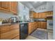 Kitchen with wood cabinets, dishwasher, and granite countertops at 919 Patrick St, Kissimmee, FL 34741