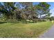 Large grassy yard with mature trees and privacy hedges at 3 Fir Trl, Ocala, FL 34472