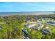 Aerial view of waterfront homes with lush landscaping and private docks at 34932 Golden Tree Dr, Leesburg, FL 34788