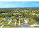 Aerial view of a neighborhood with houses near a canal at 34932 Golden Tree Dr, Leesburg, FL 34788