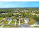 Aerial view of a neighborhood with houses near a waterway at 34932 Golden Tree Dr, Leesburg, FL 34788