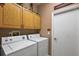 Laundry room with washer, dryer, and cabinets at 1720 Park Forest Blvd, Mount Dora, FL 32757