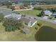 Aerial view of a single-Gathering home near a pond and community amenities at 21732 King Henry Ave, Leesburg, FL 34748