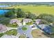 Aerial view of a home community showcasing a cul-de-sac with houses and green landscape at 5416 Essex Ct, Leesburg, FL 34748