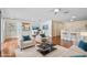Bright living room with hardwood floors, comfy seating, and access to patio at 17478 Se 77Th Sycamore Ave, The Villages, FL 32162