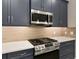 Modern kitchen with stainless steel appliances and dark cabinets at 38805 Ranch Gate Blvd, Umatilla, FL 32784