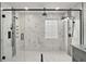 Large walk-in shower with marble tile and multiple shower heads at 1324 Falconcrest Blvd, Apopka, FL 32712