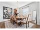 Formal dining room with wood table, neutral chairs, and large art at 34045 Alameda Dr, Sorrento, FL 32776