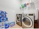 Laundry room with modern washer and dryer, providing ample storage space at 405 Amola Way, Howey In The Hills, FL 34737