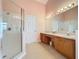 Large bathroom with double vanity, shower, and separate tub at 4634 Summerbridge Cir, Leesburg, FL 34748