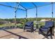 Relaxing screened patio with seating area overlooking a pond at 10233 Kabana Blvd, Clermont, FL 34711