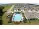 Community pool and recreation area viewed from above at 29549 Caspian St, Leesburg, FL 34748