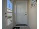 Front entry with white door and sidelight, leading into a sunroom at 409 Rose Croft Ter, The Villages, FL 32162