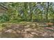 Large backyard with mature trees and a wheelbarrow at 4626 Ne 7Th St, Ocala, FL 34470
