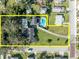 Aerial view showing home, pool, and large lot at 214 S Woodland St, Winter Garden, FL 34787