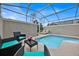 Private, screened pool area with seating and a view at 840 Pebble Beach Dr, Davenport, FL 33896