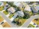 Aerial view of a single-Gathering home situated in a neighborhood at 1201 De La Fuente Ct, The Villages, FL 32162