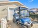 Blue golf cart parked in front of garage at 17439 Se 93Rd Vine Ave, The Villages, FL 32162