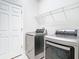Laundry room with modern appliances and shelving at 8512 Magnificent Ln, Groveland, FL 34736