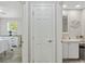 Clean bathroom with white cabinets and shower/tub combo at 1233 Carvello Dr, The Villages, FL 32162