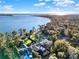 An aerial view of the property shows its location on a lakeshore at 2301 Lakeshore Dr, Mount Dora, FL 32757