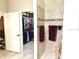Walk-in shower with tile surround, bench, and access to the walk-in closet at 2850 Apache Ct, The Villages, FL 32163