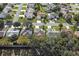 Wide aerial view of a residential neighborhood with tree-lined streets at 3550 Auburndale Ave, The Villages, FL 32162
