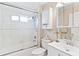 Clean bathroom with shower/tub combo and vanity at 39320 Harbor Hills Blvd, Lady Lake, FL 32159