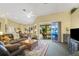 Spacious living area with sliding doors leading to the pool and golf course views at 5509 Grove Mnr, Lady Lake, FL 32159