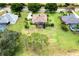 Aerial view of house, backyard, and surrounding landscape, including a golf course at 39539 Harbor Hills Blvd, Lady Lake, FL 32159