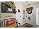 Welcoming entryway with decorative bench and festive decor at 1715 Lilly Ln, Lady Lake, FL 32159