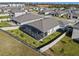 Aerial view of a house with a large backyard, screened pool enclosure and fenced yard at 771 Annabell Ridge Rd, Minneola, FL 34715