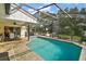 Enjoy this relaxing pool area with covered patio and screened enclosure at 1281 Gray Ct, Eustis, FL 32726
