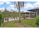 Peaceful waterfront view with wooden dock, lush vegetation, and calm waters at 13340 Country Club Dr, Tavares, FL 32778