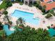 Community pool and spa from above at 3614 Kingswood Ct, Clermont, FL 34711
