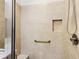 Walk-in shower with built-in seat and grab bar at 4056 Venetian Ln, The Villages, FL 32163