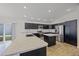 Modern kitchen with dark cabinetry, stainless steel appliances, and an island at 5820 Bamboo Ave, The Villages, FL 32163