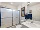 Clean bathroom with a shower/tub combo and vanity at 17640 Se 81St Timberwood Ter, The Villages, FL 32162