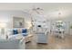 Open living space featuring a light and airy design, comfortable seating, and a view of the kitchen at 17640 Se 81St Timberwood Ter, The Villages, FL 32162