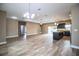 Open concept kitchen with island, stainless steel appliances, and dark cabinetry at 3671 E Gaskins Rd, Bartow, FL 33830