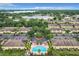 Aerial view of townhomes community with pool at 519 Sandstone St, Lakeland, FL 33809