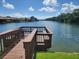 Wooden dock and bench overlooking a calm lake at 727 Martinique Cir, Lakeland, FL 33803