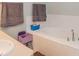 Bathroom with bathtub and shower, updated fixtures at 4722 Harts Brook Ln, Mulberry, FL 33860