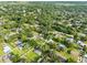 Aerial view of a residential neighborhood with lush greenery and numerous houses at 1323 Hammock Shade Dr, Lakeland, FL 33809