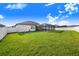 Large grassy backyard, home with pool and screened patio at 5017 Ridgefield Lane, Lakeland, FL 33812